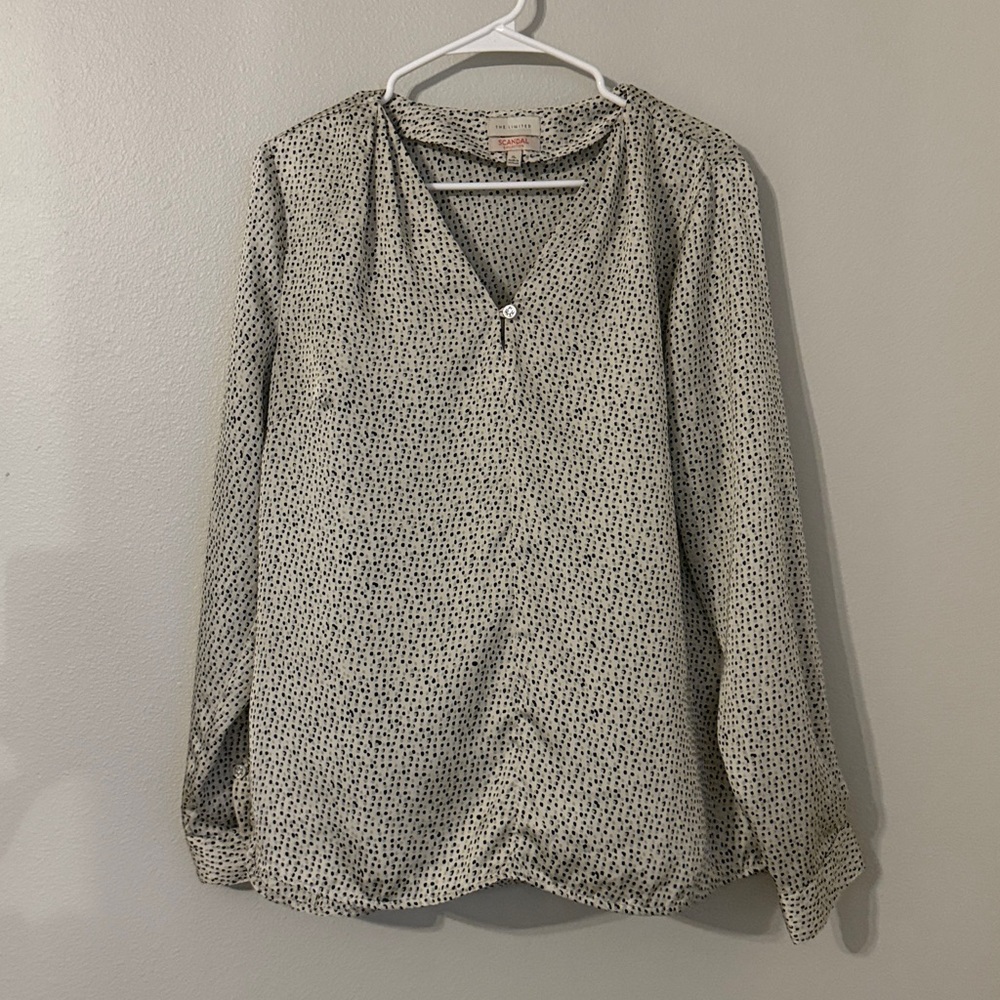 The Limited Black and Green Polka Dot Blouse